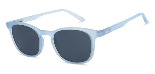 HUSTLR Polarized & 100% UV Protected Stylish Sunglasses | Blue Grey Full Rim Square | As Seen On Shark Tank | Peyush Bansal Glasses | For Men & Women | Medium | VC S15999