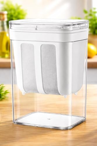 HomeWiz Greek Yogurt & Hung Curd Maker | 1100ml Fine Mesh Strainer Container with Lid | BPA-Free, Stainless Steel Mesh | for Homemade Yogurt, Curd, Cheese & Dips | 10L x 8W x 16H cm | White