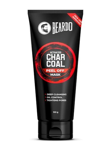 Beardo Activated Charcoal Peel Off Mask for Men, 100g | Charcoal Face Mask for Glowing Skin | Detoxing Facial Kit for Men | Peel Off Mask For Oily & Dirt free skin