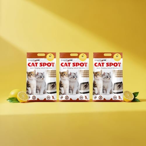 CatSpot Lemon Flower Scented Cat Litter – 15kg | Ultra Absorbent, Quick Clumping, Odor Control, Dust-Free Formula for Cats