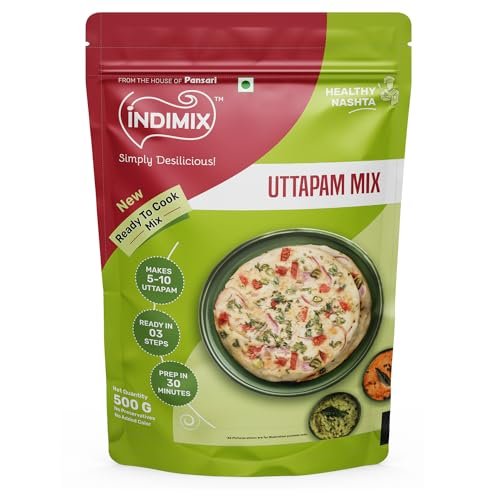 INDIMIX Instant Uttapam Mix 500g | Ready-to-Cook South Indian Breakfast | Soft & Fluffy Uttapam in 3 Easy Steps | Authentic Homemade Taste | Quick & Convenient (Pansari)