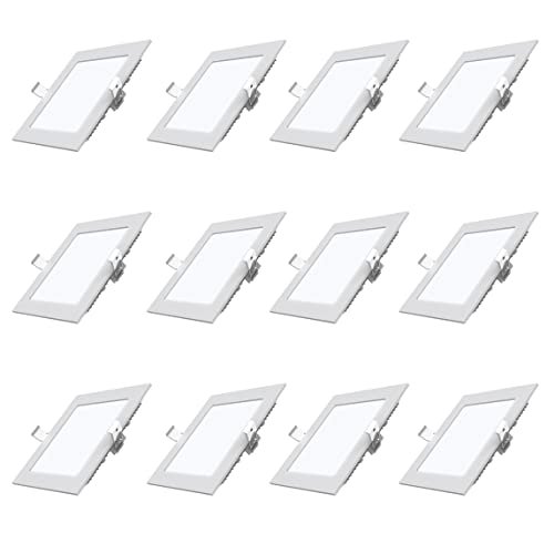 Polycab 3W LED Panel Light Scintillate Edge Slim Square Smart Offers Bright Lumination Long Lifespan No Harmful Radiation (Cool White, 6500K, 12 PCS, Cut Out: 2.55 inches)