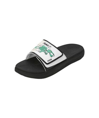 Puma Mens Softride Slide Super Black-White-Pure Green Slide – 8 UK (39751103)