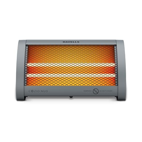 Havells Cozio Nuo Room Heater| Dual Heat Setting 400/800 Watt| Dual Quartz Heating Rods| Silent Operation| Tip Over Protection| Fire Retardant Material| Anti Rust Reflector| 2 Year Warranty(Grey)