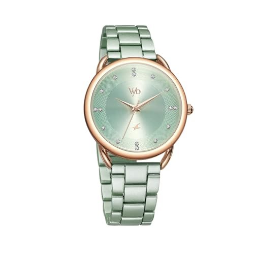 Fastrack Vyb Charmer Quartz Analog Green Dial Green Stainless Steel Strap Watch for Girls – FV60007KM02W