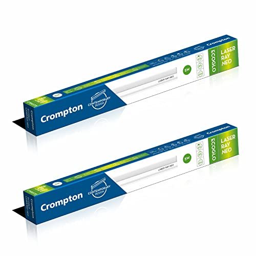 Crompton Laser Ray Neo 1 Feet 5W LED Batten| Energy Efficient Batten for Home | Warm White | Pack of 2