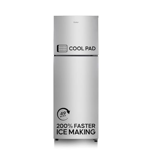 Haier 240L 2 Star Frost Free Top Mount Double Door Refrigerator|Cool Pad|200% Faster Ice Making in 49 Minutes (HEF-252EGS-P, Moon Silver)