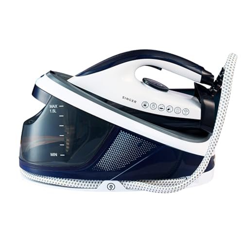 SINGER STEAMINATOR 8 Bar 2600 W Steam Generator Iron | 100 g/min Continuous Steam | 1.5L Water Tank | Ceramic Soleplate | Vertical Steam | Auto Shut-Off | Heavy Duty | ISI Certified | 2 Years Warranty