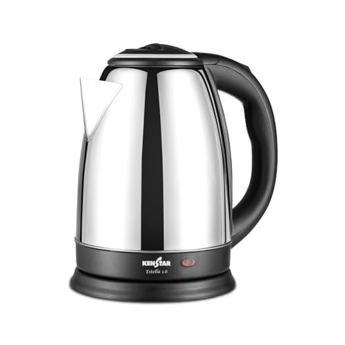 Kenstar Estella 1.6L Electric Kettle | Stainless Steel Body | Auto Cut-Off & Dry Boil Protection | 360° Swivel Base | 1350 W | SS Finish
