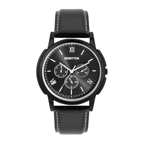United Colors of Benetton Men Black Round Brass Dial Analogue Watch- UWUCG0803