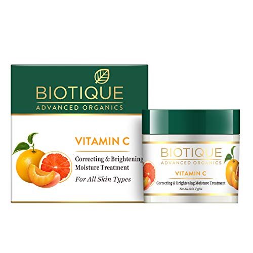 Biotique Vitamin C Correcting & Brightening Face Cream | Non-Greasy Formula for All Skin Types | Enhances Glow & Even Skin Tone | 50g
