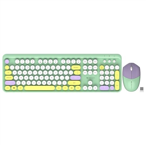 Zebronics Wireless Keyboard & Mouse Combo, 104 UV-Coated Keys, ₹ Key, 12 Multimedia Keys, Retractable Stand, 3 Button Mouse, 1600 DPI, High Precision, USB Nano Receiver (Companion 301, Garden)