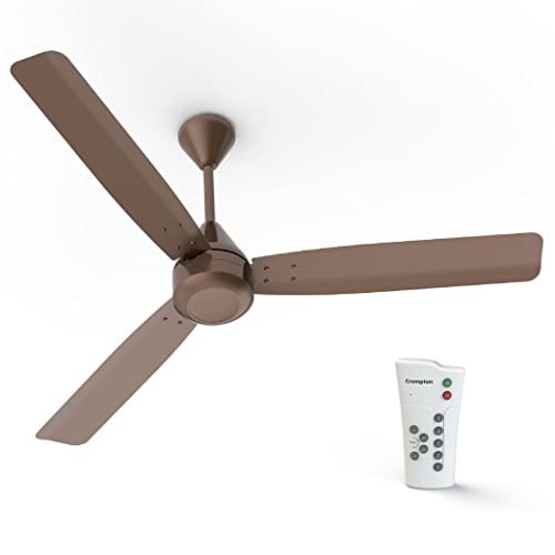 Crompton Energion Cromair 1200mm BLDC Ceiling Fan with Remote Control | BEE 5 Star Rated Energy Efficient | Anti-Rust | Superior Air Delivery | 28 Watt | 5 Years Manufacturer’s Warranty | Brown