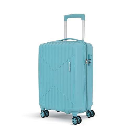 KAMILIANT by American Tourister Cabin Savvy 55 Cms Small (PP) Hard Sided 8 Wheels Spinner Luggage/Suitcase/Trolley Bag (Sea Blue) (Double Wheel)