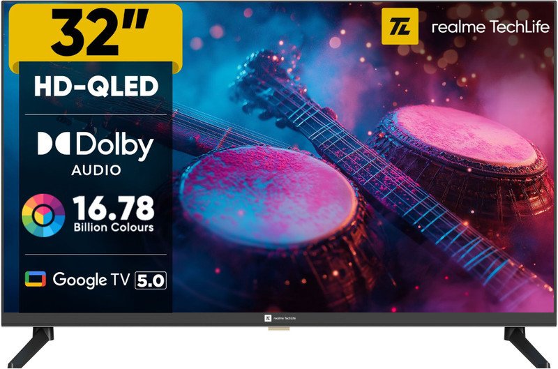 realme TechLife 80 cm (32 inch) QLED HD Ready Smart Google TV 2025 Edition(32HDGQRDDAQ)