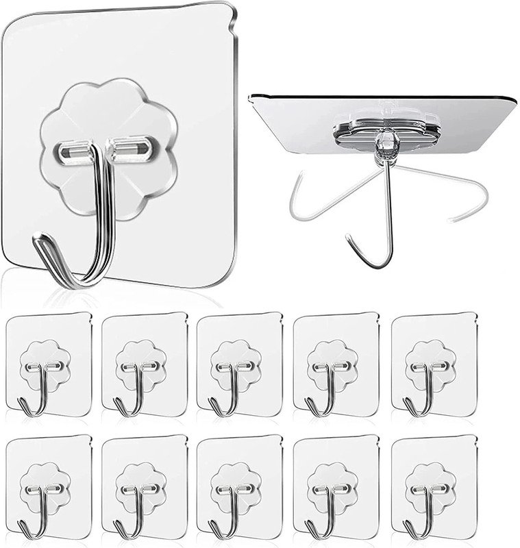 Shalvi Adhesive Hooks for Wall, Sticky Wall Hook for Hangers,Bathroom hangings Hook 50(Pack of 50)