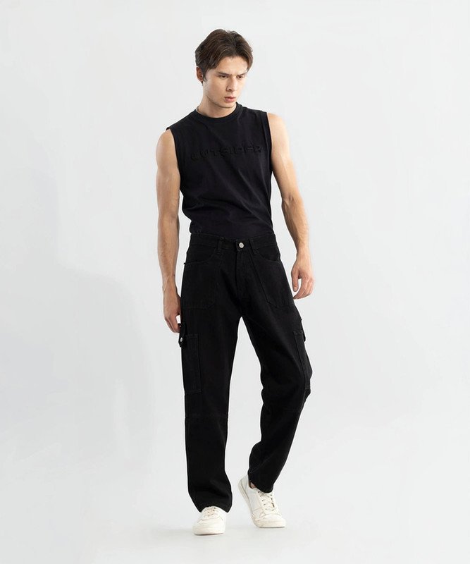 Snitch Loose Fit Men Black Jeans