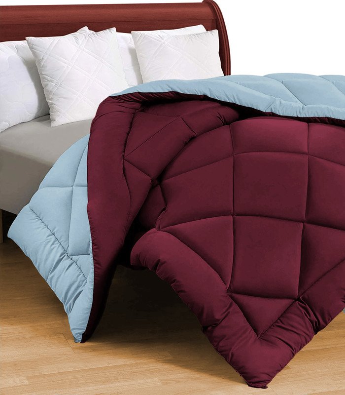 Flipkart Perfect Homes Solid Double Comforter for  AC Room(Microfiber, Maroon, Grey)