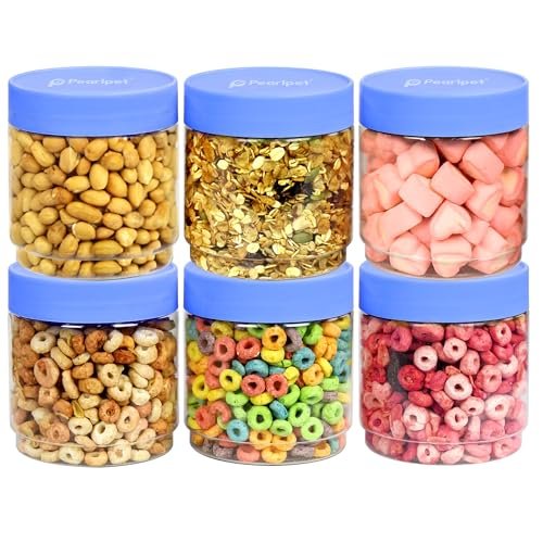 PEARLPET Sapphire Plastic Jar Airtight Stackable Container for Kitchen Storage Set of 6 Pieces, 800 ML