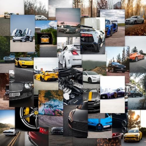 CodersParadise Car Aesthetic Wall Collage Kit – 54 PCS 4×6″ Premium Posters | Vintage & Modern Car Wall Art Prints for Bedroom, Living Room, Office & Dorm Decoration
