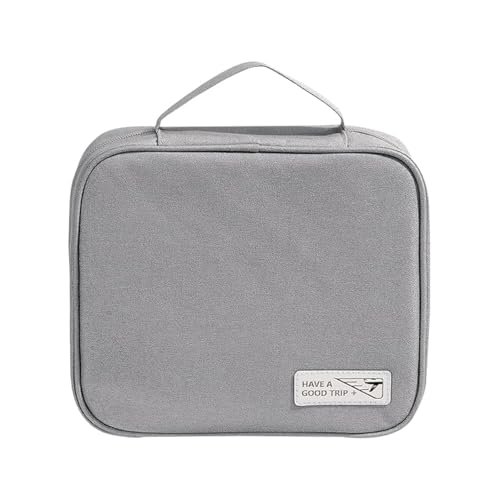 Kuber Industries Cosmetic Storage Case|Makeup Kit Box for Women|Small Vanity Case|Pouch for Home & Travel|Two Compartment|Zipper Closure (Grey)