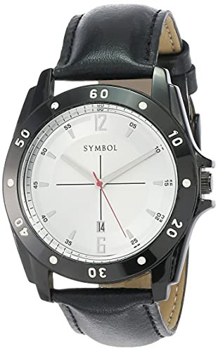 Amazon Brand – Symbol Men Faux Leather Spring-Summer’21 Analog Silver Dial Watch-Az-Sym-Ss21A-18B, Band Color-Black
