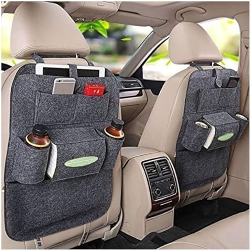 Acorn Crafts Car Seat Back Organizer | Multi-Pocket Rear Storage for Mobile, Pen, Bottles, Tissue Box, Books, Lunch Box, Universal Back Seat Organizer Hanger for All Cars | Multicolor