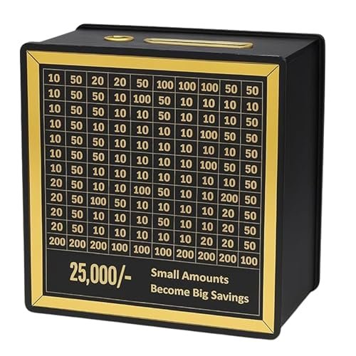 IDITRI EXPORT-Premium Wooden Money Bank with Lock – Vintage Coin Saving Box for All Ages – Ideal for Cash, Coins, Donations & Home Decor (25K Money Box, 1, Count)