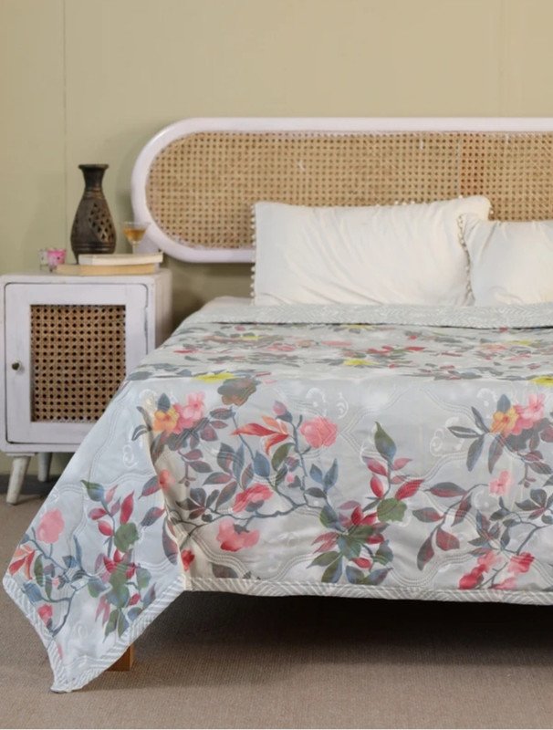 Decent Home Printed Double Comforter for  AC Room(Cotton, Grey, Black)