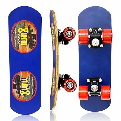 GURU Small Wooden Non-Slip Skateboard for Kids, Adult 17 inch x 5 inch Skateboard (Blue, Pack of 1)