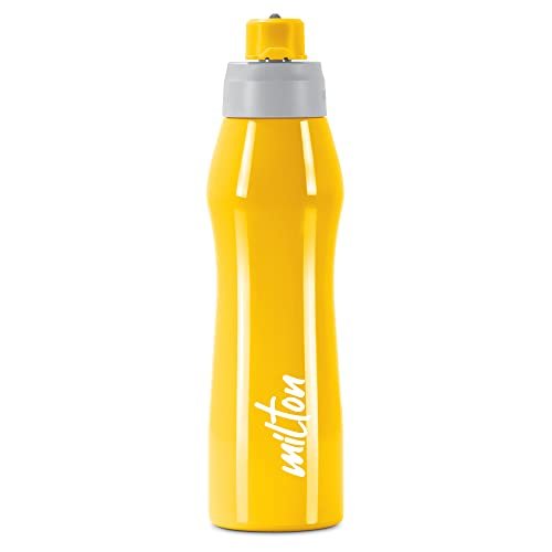 MILTON Active 1000 Stainless Steel Water Bottle with Spout Mouth 885 ml, Single Walled, ISI Certified I Leak Proof Lid, Rust Proof I For School, Office, Gym I Yellow