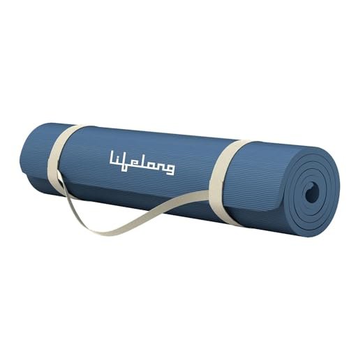 Lifelong Yoga Mat for Gym, Yoga & Home Workout | EVA Material 4mm Thick Anti-Slip Exercise & Fitness Mat with Carry Strap for Men & Women | Blue