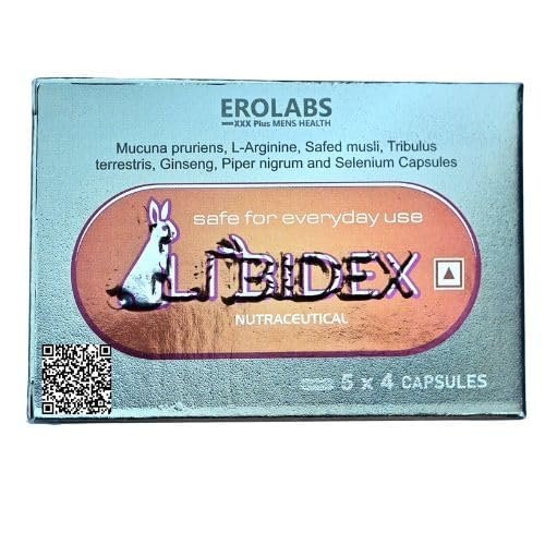 Erolabs Libidex Capsules for Men | Ayurvedic Stamina & Energy Booster | Safed Musli, Tribulus, L-Arginine, Mucuna | 20 Veg Capsules