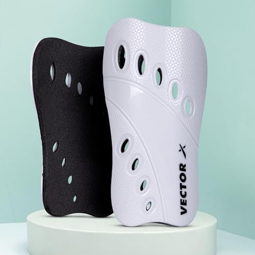 Vector X V2 Football Protection Shin Guard/Shinpad | Durable | Lightweight (S, White)