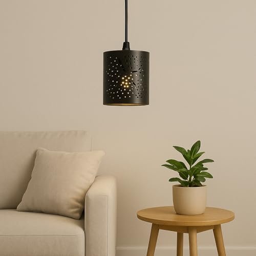 BENE Jack Pendant Lamp, Mild Steel Indoor Chandelier Modern Hanging Lamp, E-27 Base Ceiling Hanging Light for Home Decor, Kitchen, Living Room, Bedroom, 8 cm (Golden, Pack of 1 Pc)