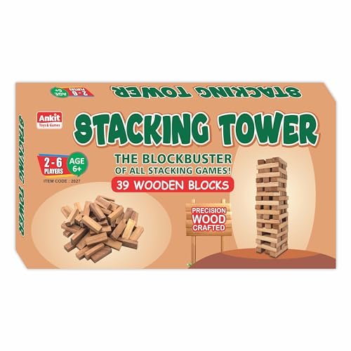 Ankit Toys & Games Wooden Stacking Tower Game – Precision Crafted 39 Blocks for Kids and Adults Family Game Stacking and Balancing Party Develops Motor Skills and Concentration for Ages 6 and Up