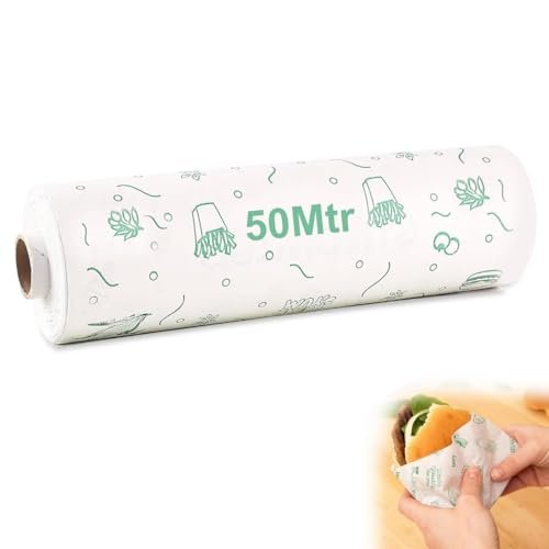 50 Meter Food Wrapping Paper Roll – Premium Non-Stick Butter Paper, Re-Heatable & Greaseproof Parchment Paper for Baking, Cooking & Wrapping
