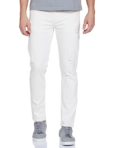 The Indian Garage Co Men Slim Fit Solid Mid-Rise Jeans White