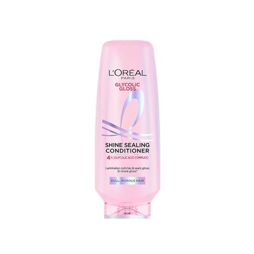 L’Oreal Paris Floral Glycolic Gloss Shine Sealing Conditioner, Powered By 4% Glycolic Acid, For Dull Hair, Smoothens Hair Fiber For 3X More Gloss, 175Millilitre