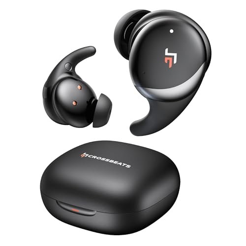 CrossBeats Hertz ANC TWS Ear Buds, Wireless in‑Ear Earphones, Sleep Buds v5.4 Bluetooth 10 mm Drivers Up to 60H Playtime, with AI Noise Cancellation,40 ms Low Latency, & AI ENC Earbuds Buds (Hertz)