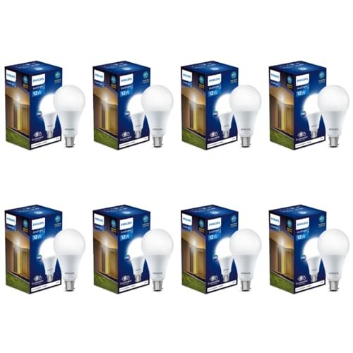 Philips Base B22 12-Watt (Pack of 8, Cool Day Light)