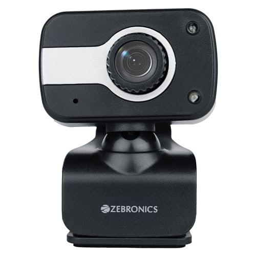 Zebronics Zeb-Crystal Clear Web Camera, 0.3 MP with USB with 3P Lens,Built-in Microphone,Auto White Balance,Night Vision and Manual Switch for LED (Black)