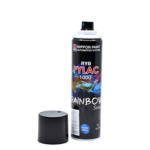 Nippon Paint Ryo Pylac Acrylic Spray Paint Glossy Finish (Black Color) | Ready to Use, Multi-Purpose DIY Paint for Car, Bike, Furniture & Craft | Metal, Wood, Plastic, FRP, POP (300 ml)