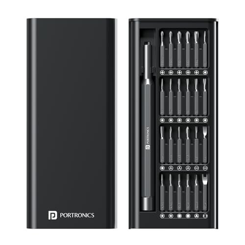 Portronics Bit Box,24-in-1 Screwdriver Kit,Compact,Durable,and Travel-Friendly Tool Kit with a Magnetic Bit Holder,Perfect for Household&Auto Repair (Black)