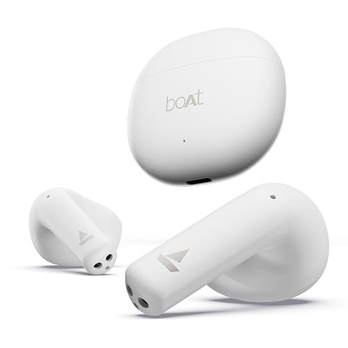 Boat Airdopes Atom 81 Truly Wireless in Ear Ear Buds w/Upto 50H Playtime, Quad Mics ENx Tech, 13MM Drivers,Super Low Latency(50ms), ASAP Charge, BT v5.3(Pearl White)