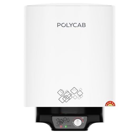 POLYCAB Celestia 5-Star 10L Water Heater (Geyser) | 5-yr tank & 2-yr product warranty | Temperature Control Knob | Enhanced Safety, Rust Proof Tank | Efficient Heating【White】