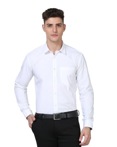 Scott International Shirt for Men | Solid Full Sleeves Wrinkle Free Mens Shirts | Cotton Formal Shirts for Men Regular Fit | Stylish Mens Shirt | Plain Shirt for Man White