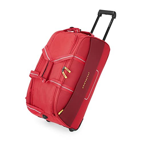 Aristocrat Polyester Solid Pattern Fitch Dft 62 Softshell Inlineskatewheel Suitcase/Trolley Bag (Red, Medium), H-30 Centimeters