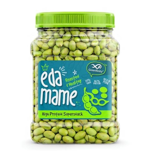 Greenfinity Roasted Edamame 250g | High Protein Vegan Snack | Roasted Not Fried Soybeans | Healthy Crunchy Diet Snack for Gym, Weight Loss & Office | Premium Plant Protein