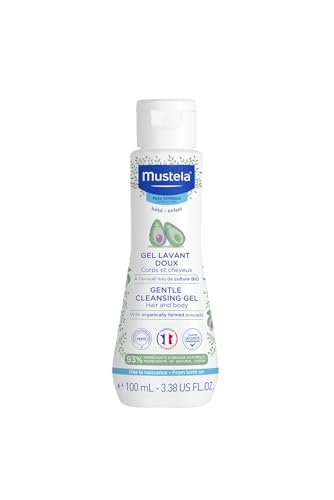Mustela Baby Body Wash and Shampoo with Avocado 100ml – Head to Toe Wash for Bath | Baby Shampoo | Gentle Cleansing Gel with Vitamin B5